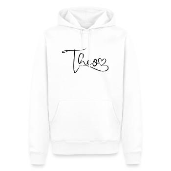 Theo Name Vorname Herzdekor - Männer Premium Bio Hoodie - Weiß - Vorne - Nico (187cm)