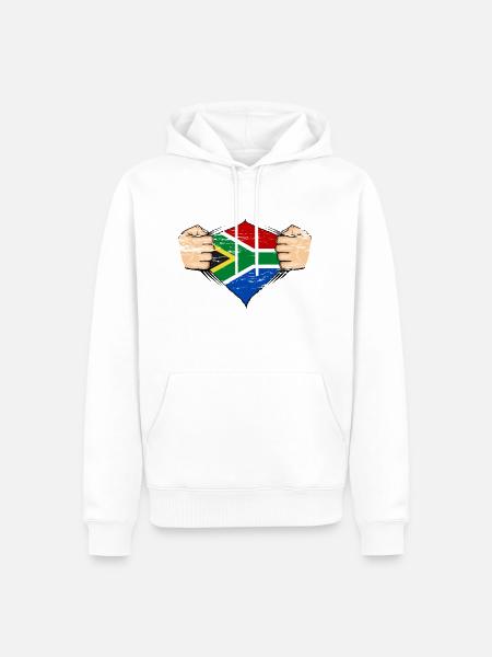 Südafrika Flagge Design used - Männer Premium Bio Hoodie - Weiß