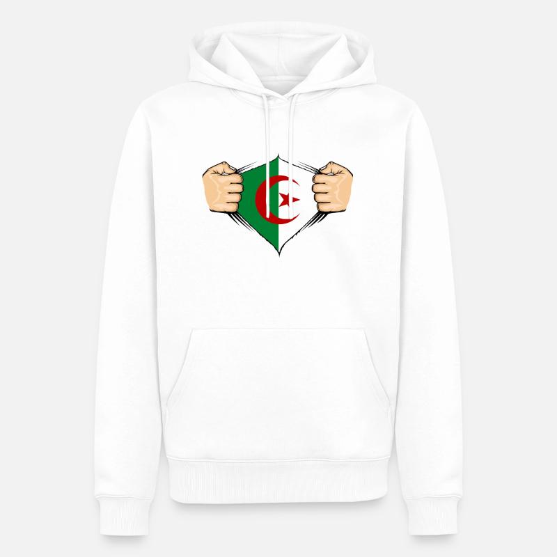 Conception du drapeau de l’Algérie - Sweat à capuche Premium bio Homme - blanc