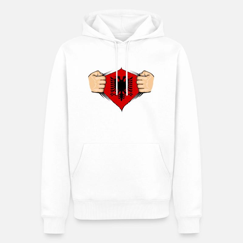 Conception du drapeau de l’Albanie - Sweat à capuche Premium bio Homme - blanc