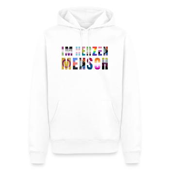 Im Herzen Mensch - Männer Premium Bio Hoodie - Weiß - Vorne - Nico (187cm)