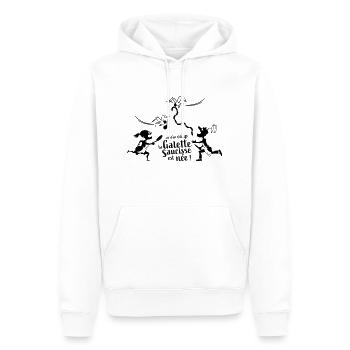 Galette saucisse naissance d une légende - Sweat à capuche Premium bio Homme - blanc - Devant - Nico (187cm)