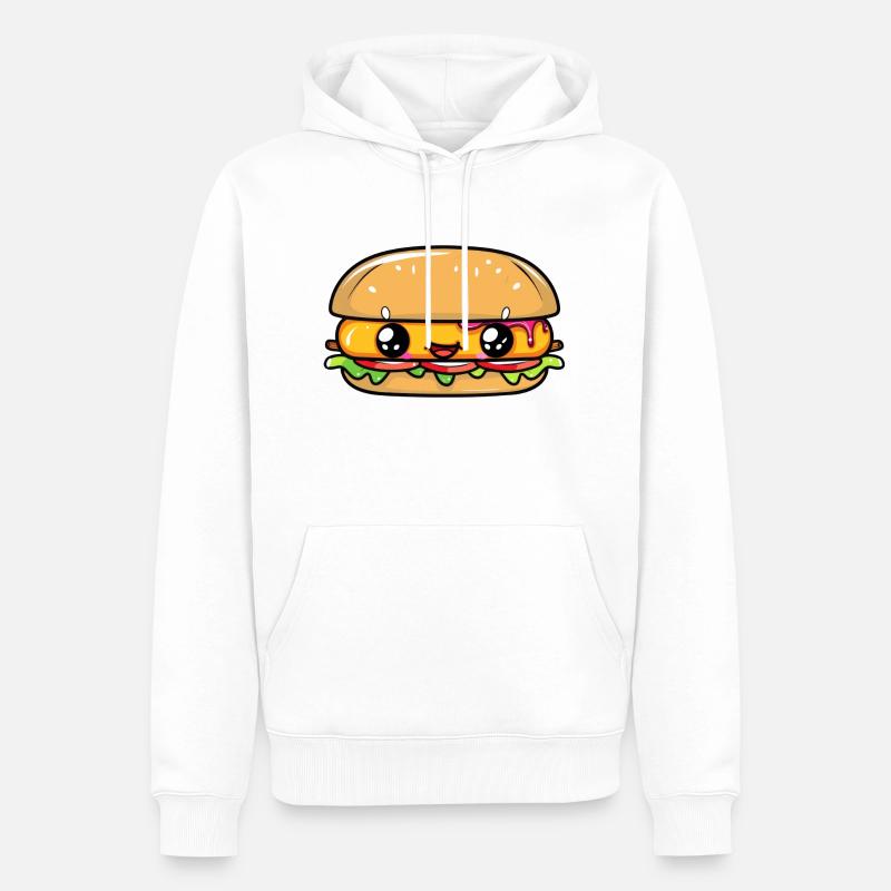 Burger mit Gesicht - Männer Premium Bio Hoodie - Weiß