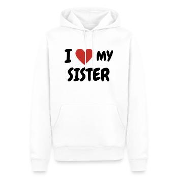 I love my Sister Design - Männer Premium Bio Hoodie - Weiß - Vorne - Nico (187cm)