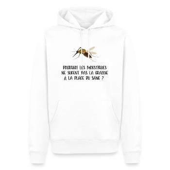 pourquoi les moustiques ne sucent pas la graisse - Sweat à capuche Premium bio Homme - blanc - Devant - Nico (187cm)