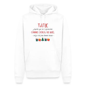 Tatie j'espère que tu m'apprécies cadeau de noël - Sweat à capuche Premium bio Homme - blanc - Devant - Nico (187cm)