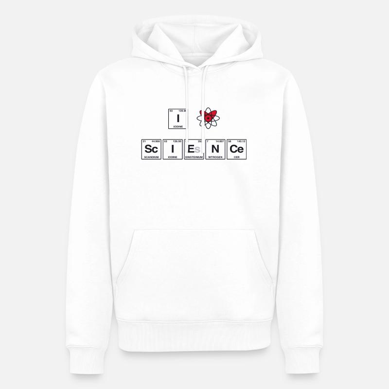 I LOVE SCIENCE - Elemente Perdiodensystem - Männer Premium Bio Hoodie - Weiß