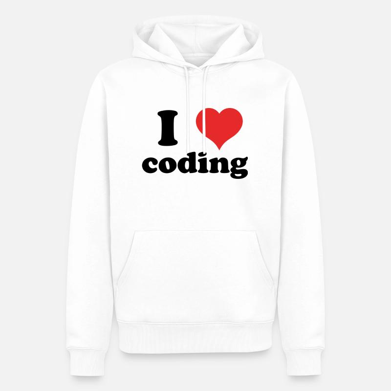 J’adore coder - Sweat à capuche Premium bio Homme - blanc