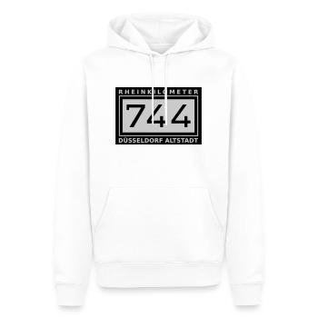 Rheinkilometer 744 Düsseldorf Altstadt - Männer Premium Bio Hoodie - Weiß - Vorne - Nico (187cm)