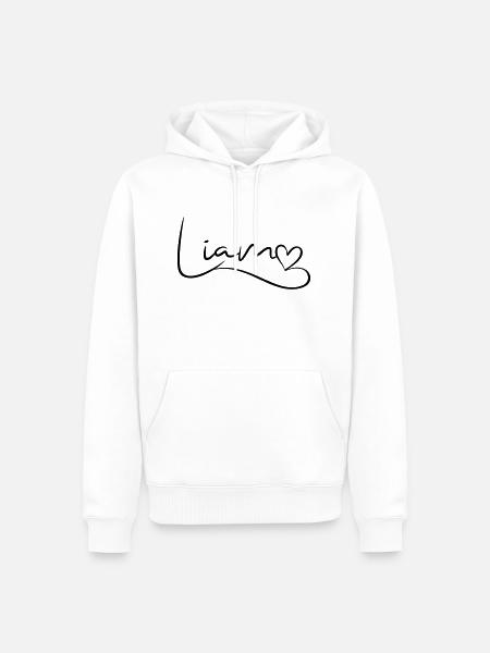 Liam Name Vorname Herzdekor - Männer Premium Bio Hoodie - Weiß