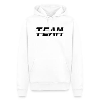 TEAM gross - Männer Premium Bio Hoodie - Weiß - Vorne - Nico (187cm)