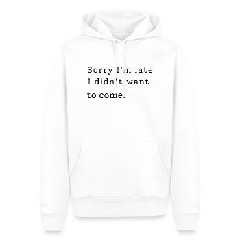 Désolé, je suis en retard. Je ne voulais pas venir - Sweat à capuche Premium bio Homme - blanc - Devant - Nico (187cm)