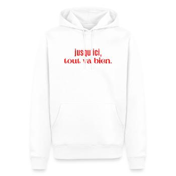 jusqu ici tout va bien - Sweat à capuche Premium bio Homme - blanc - Devant - Nico (187cm)