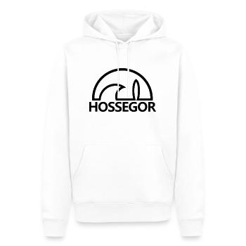 Hossegor sun surfboard black minimalist - Men’s Premium Organic Hoodie - white - Front - Nico (187cm)