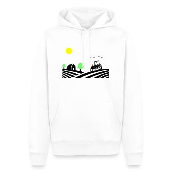 Tractor Farm - Men’s Premium Organic Hoodie - white - Front - Nico (187cm)