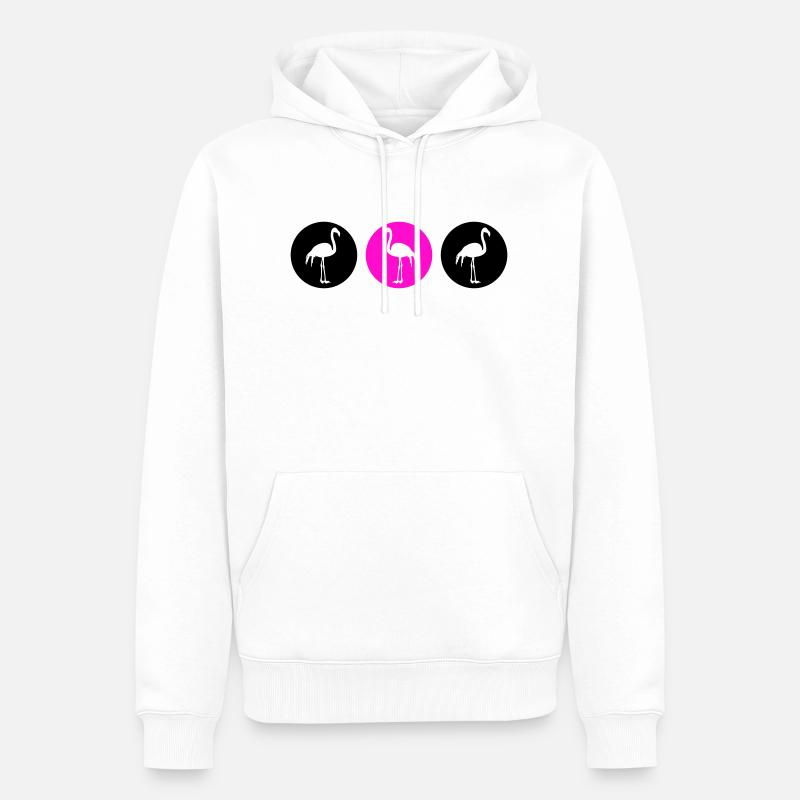 Flamants roses Design 2 - Sweat à capuche Premium bio Homme - blanc