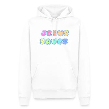 Jesus saves - Männer Premium Bio Hoodie - Weiß - Vorne - Nico (187cm)