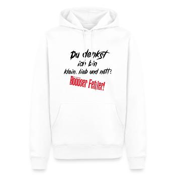 Du denkst ich bin klein lieb & nett Böser Fehler - Männer Premium Bio Hoodie - Weiß - Vorne - Nico (187cm)