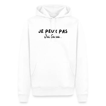 je peux pas j ai caoua - Sweat à capuche Premium bio Homme - blanc - Devant - Nico (187cm)