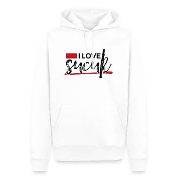 J’adore Sucuk Saucisse turque Ail Nourriture délicieuse - Sweat à capuche Premium bio Homme - blanc - Devant - Nico (187cm)