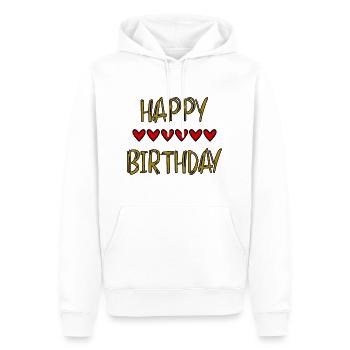 GEBURTSTAG, ALLES GUTE ZUM GEBURTSTAG, ALLES GUTE ZUM GEBURTSTAG - Männer Premium Bio Hoodie - Weiß - Vorne - Nico (187cm)