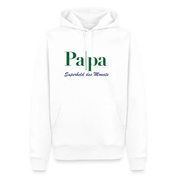 Papa Superheld des Monats - Männer Premium Bio Hoodie - Weiß - Vorne - Nico (187cm)