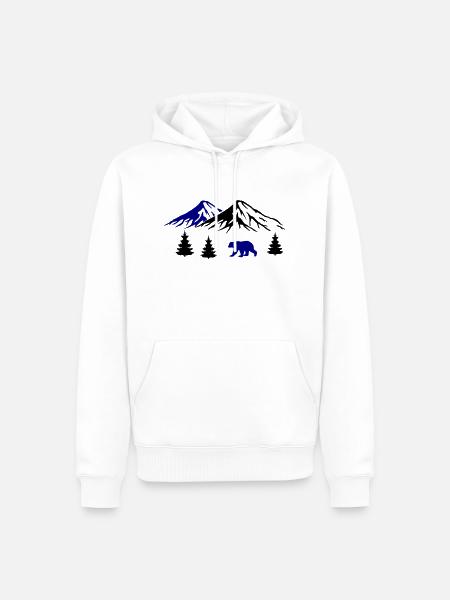 mountains, bear, nature - Men’s Premium Organic Hoodie - white