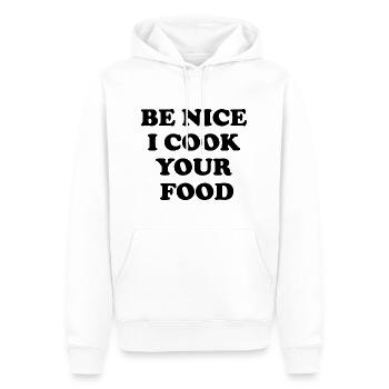 Soyez gentil, je cuisine votre nourriture - Sweat à capuche Premium bio Homme - blanc - Devant - Nico (187cm)