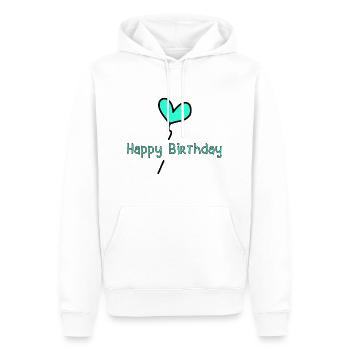 ÅRSDAG. TILLYKKE MED FØDSELSDAGEN. TILLYKKE MED FØDSELSDAGEN. - Herre Premium økologisk hoodie - hvid - Foran - Nico (187cm)