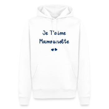 je t'aime Mamounette - Sweat à capuche Premium bio Homme - blanc - Devant - Nico (187cm)