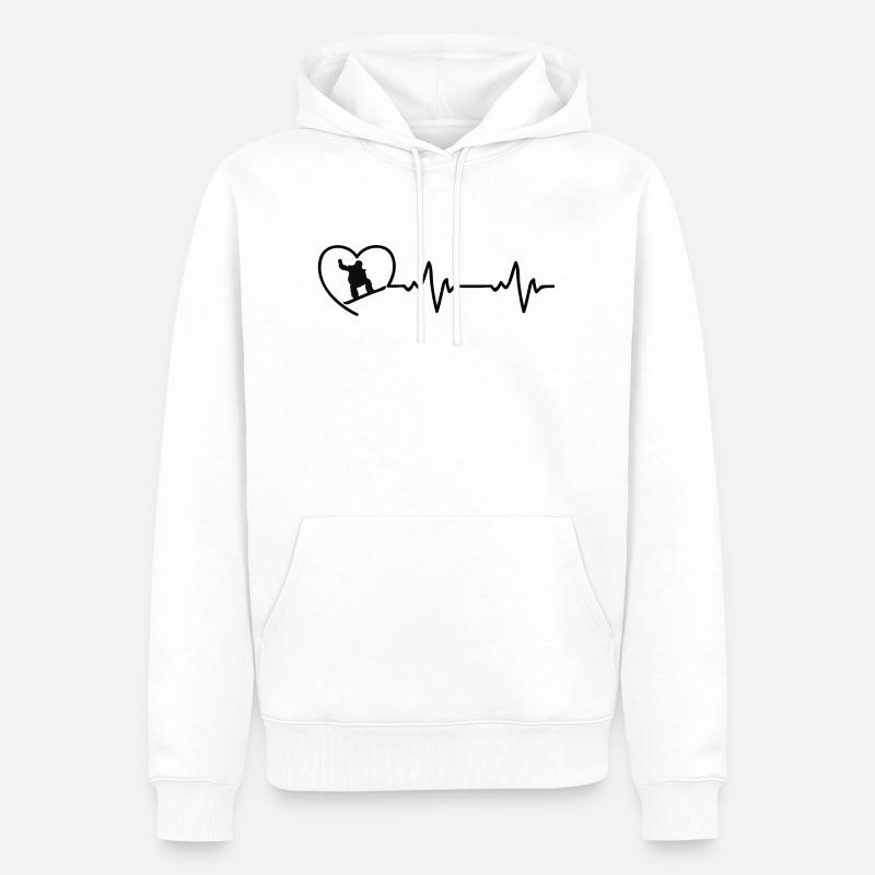 Rythme cardiaque de snowboard - Sweat à capuche Premium bio Homme - blanc
