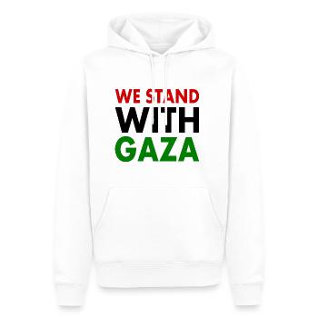We stand with palestine - Sweat à capuche Premium bio Homme - blanc - Devant - Nico (187cm)