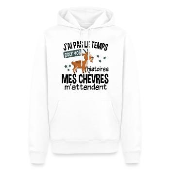 Chèvres Berger Paysan Animal Cadeau Humour - Sweat à capuche Premium bio Homme - blanc - Devant - Nico (187cm)