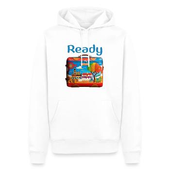"Ready to travel", Van Life T-Shirt - Männer Premium Bio Hoodie - Weiß - Vorne - Nico (187cm)