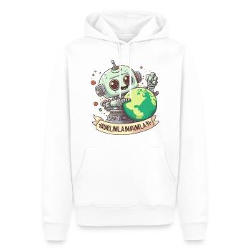 L’avenir de l’intelligence - Sweat à capuche Premium bio Homme - blanc - Devant - Nico (187cm)
