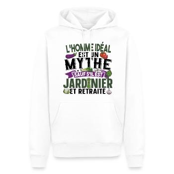 Jardinier Retraité Papy Retraite Cadeau Jardinage - Sweat à capuche Premium bio Homme - blanc - Devant - Nico (187cm)