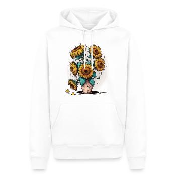 Sonnenblumen in voller Blüte - Männer Premium Bio Hoodie - Weiß - Vorne - Nico (187cm)