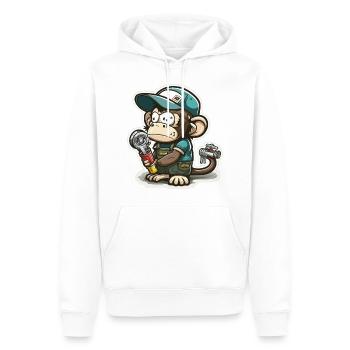 Zerrender Primat - Männer Premium Bio Hoodie - Weiß - Vorne - Nico (187cm)