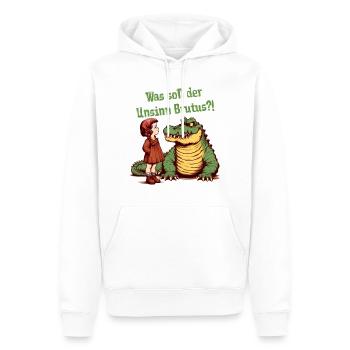 Crazy World 9 - Was soll der Unsinn Brutus?! - Men’s Premium Organic Hoodie - white - Front - Nico (187cm)