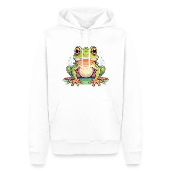 Grenouille - Sweat à capuche Premium bio Homme - blanc - Devant - Nico (187cm)