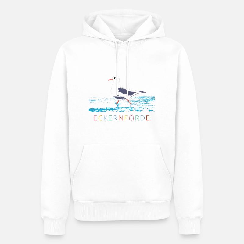 Möwe in Eckernförde - Männer Premium Bio Hoodie - Weiß