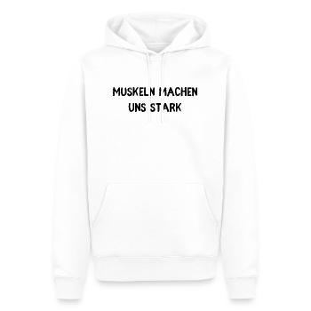 Muskeln machen Stark - Männer Premium Bio Hoodie - Weiß - Vorne - Nico (187cm)
