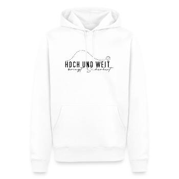 hoch und weit bringt sicherheit - Männer Premium Bio Hoodie - Weiß - Vorne - Nico (187cm)