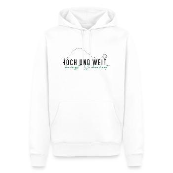 hoch und weit #2 - Männer Premium Bio Hoodie - Weiß - Vorne - Nico (187cm)