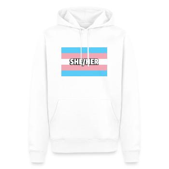Transfem Elle Son Transfem Drapeau Trans - Sweat à capuche Premium bio Homme - blanc - Devant - Nico (187cm)
