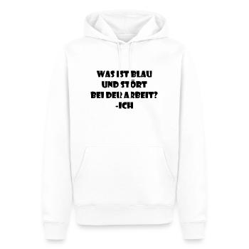 Was ist Blau und stört bei der Arbeit? - Männer Premium Bio Hoodie - Weiß - Vorne - Nico (187cm)