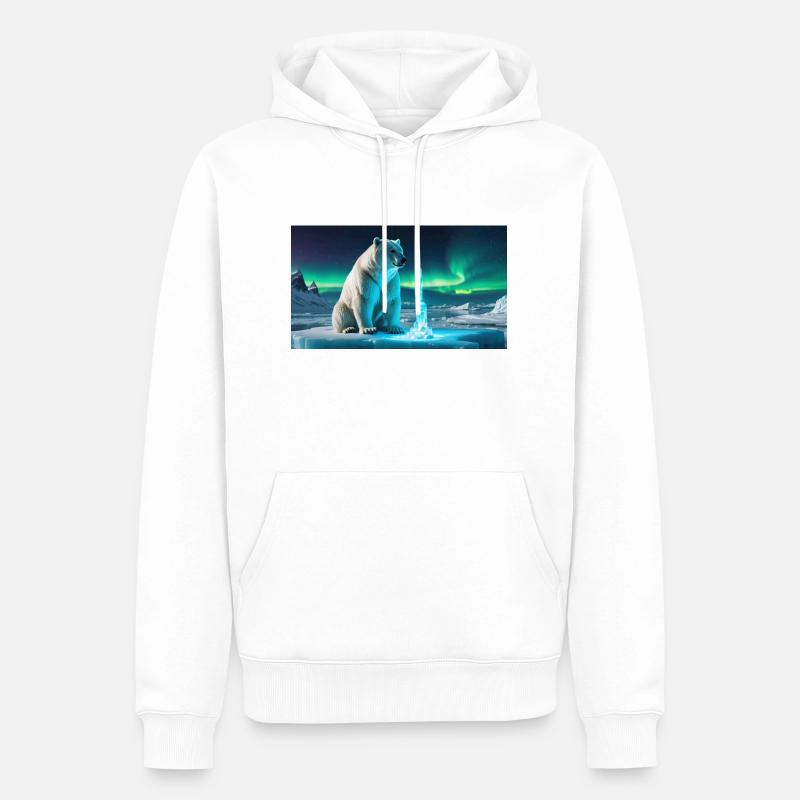 Eisbär und Eiskristall - Männer Premium Bio Hoodie - Weiß