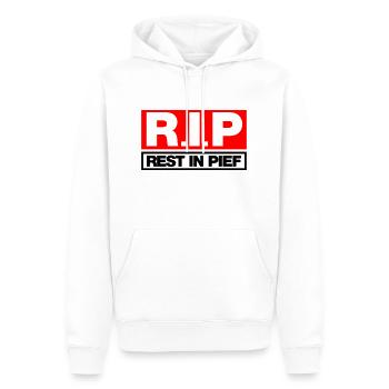 REPOS À PIEF (R.I.P.) - Sweat à capuche Premium bio Homme - blanc - Devant - Nico (187cm)