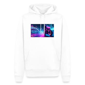 Cyber moto - Sweat à capuche Premium bio Homme - blanc - Devant - Nico (187cm)