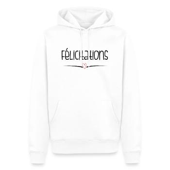 BRAVO. FELICITATIONS. NAISSANCE. ANNIVERSAIRE. BAC - Sweat à capuche Premium bio Homme - blanc - Devant - Nico (187cm)